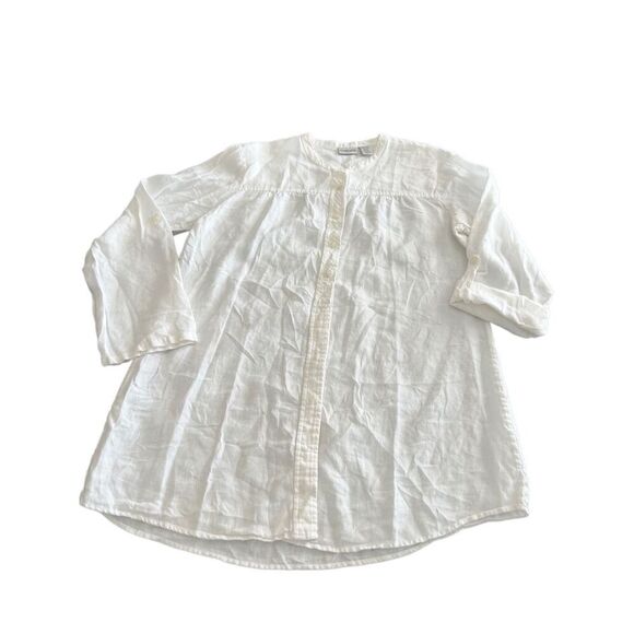Chico’s 100% Linen Button-Front Shirt size 2 (12-14) - Picture 7 of 13